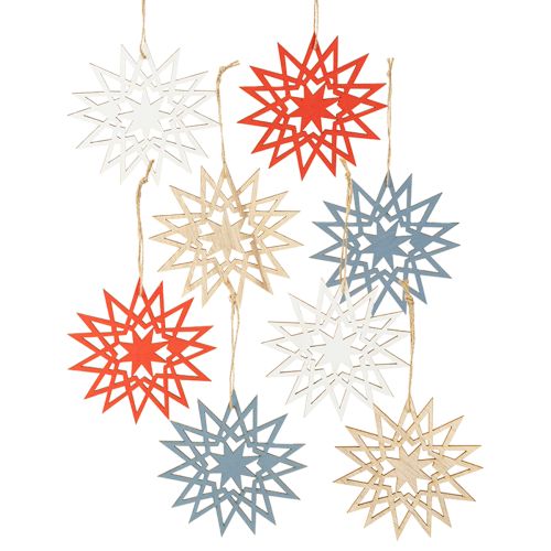 Floristik24 Estrela de Natal decoração de madeira para pendurar Ø12/15cm 8 peças