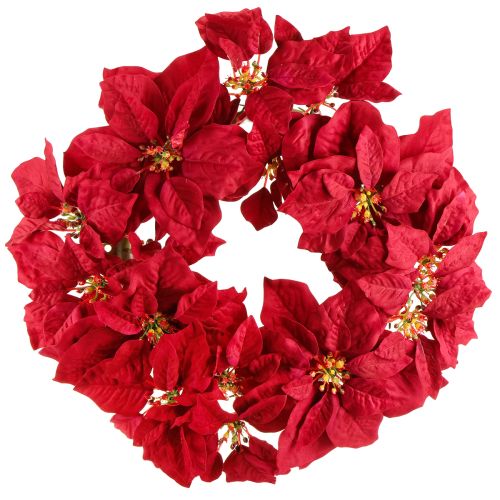 Coroa de Poinsétia flores artificiais Natal Ø40cm