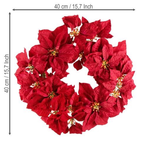 Itens Coroa de Poinsétia flores artificiais Natal Ø40cm