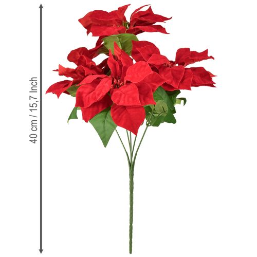 Itens Poinsétia Vermelha Planta Artificial 5 Flores 40cm