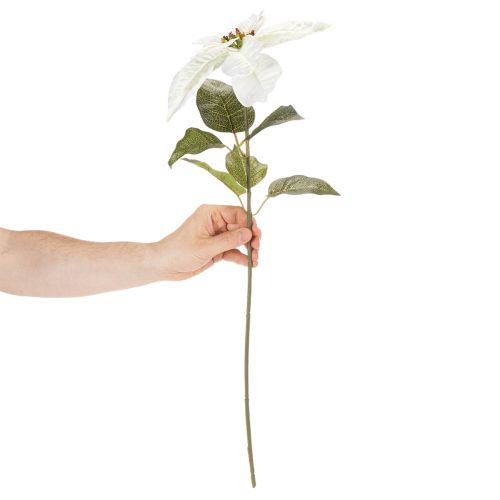 Poinsétia artificial branca, galho grande florido para decoração, 65 cm, 2 peças | Floristik24.pt