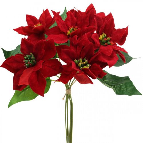 Floristik24.pt Decoração de flor de seda vermelha poinsétia artificial 6  peças em um monte - compre barato online