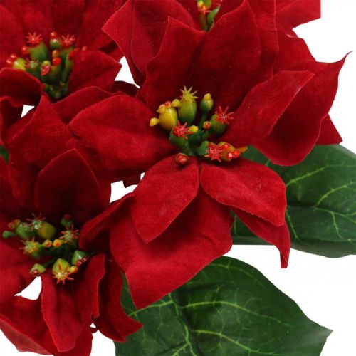 Itens Poinsétia artificial com flores de seda vermelha decoração 6 peças em um cacho