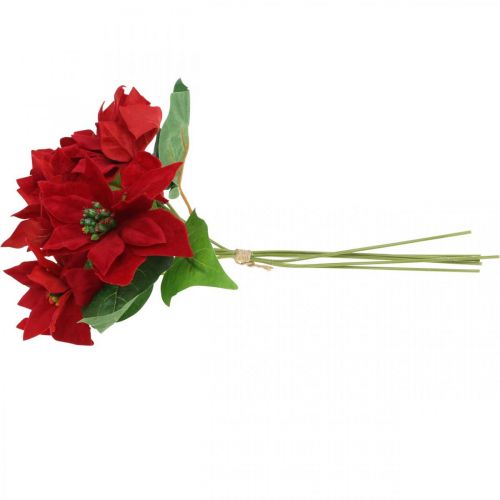 Itens Poinsétia artificial com flores de seda vermelha decoração 6 peças em um cacho
