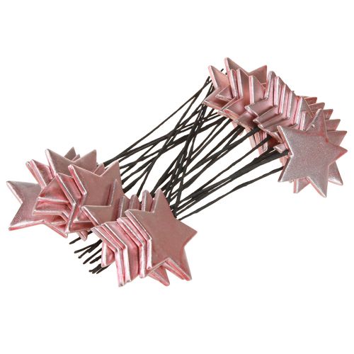 Itens Poinsétias em palito rosa Ø7cm – 2ª opção – 24 unidades