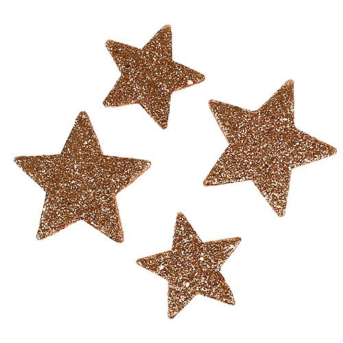 Floristik24 Estrelas de Natal, estrelas brilhantes de cobre, polvilham decoração 40 unidades