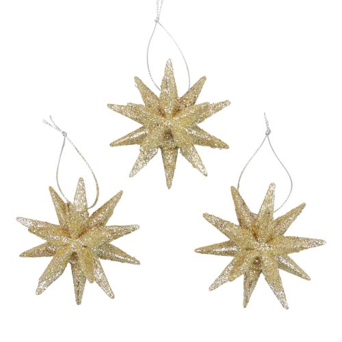 Floristik24 Poinsétias Decorações de Natal glitter dourado Ø7cm 6 unidades