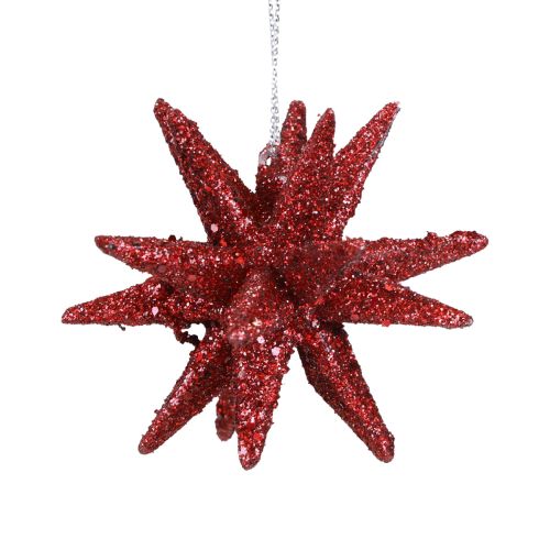Floristik24 Poinsétias Decorações de Natal glitter vermelho Ø7cm 6 unidades