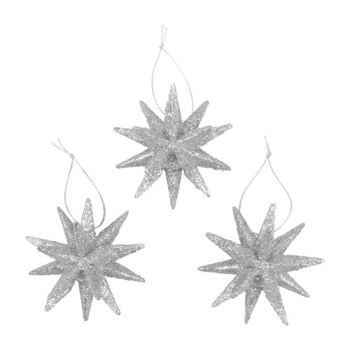 Floristik24 Poinsétias Decorações de Natal glitter prateado Ø7cm 6 unidades