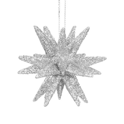 Itens Poinsétias Decorações de Natal glitter prateado Ø7cm 6 unidades