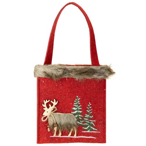Itens Saco de Natal vermelho com pele 15,5 cm x 18 cm 3 unidades