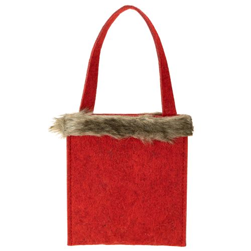 Itens Saco de Natal vermelho com pele 15,5 cm x 18 cm 3 unidades
