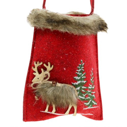 Itens Saco de Natal vermelho com pele 15,5 cm x 18 cm 3 unidades