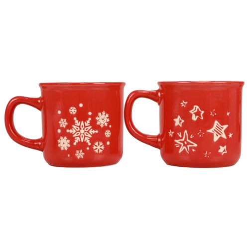 Floristik24 Copos de Natal copo de cerâmica vermelha Alt.9cm 2 unidades