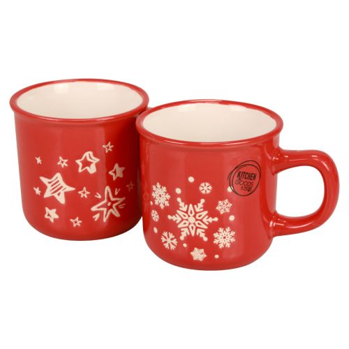 Floristik24 Copos de Natal copo de cerâmica vermelha Alt.9cm 2 unidades