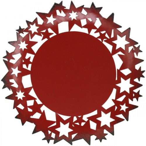 Prato de Natal Prato decorativo de metal com estrelas vermelho Ø34cm