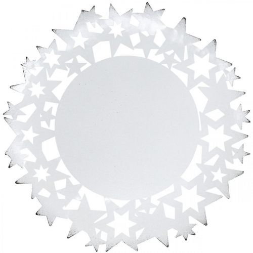 Floristik24 Prato de Natal Prato decorativo de metal com estrelas branco Ø34cm