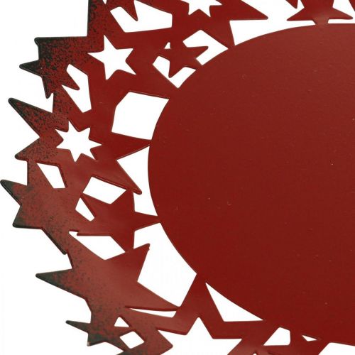 Itens Prato de Natal Prato decorativo de metal com estrelas vermelho Ø34cm