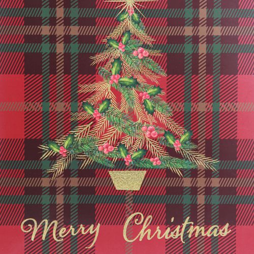 Itens Saco de Natal com alças árvore de Natal xadrez 26×32×10cm 4 unidades