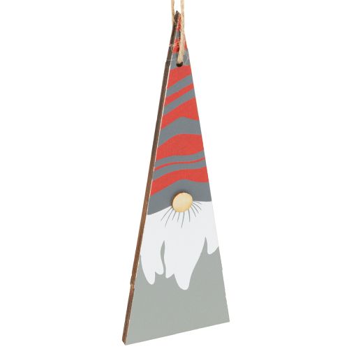 Floristik24 Gnomos de Natal de madeira para pendurar cinza vermelho 15/19,5cm 8 peças