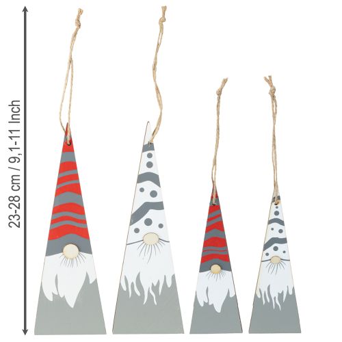 Floristik24 Gnomos de Natal de madeira para pendurar cinza vermelho 15/19,5cm 8 peças