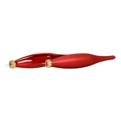 Itens Cone de Natal cone de vidro vermelho brilhante / fosco 15 cm 6 unidades