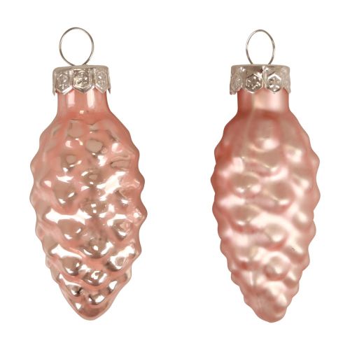Floristik24 Cone de vidro de Natal Cone de vidro rosa Natal 6,5cm 10p