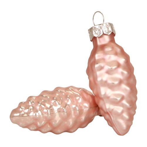 Floristik24 Cone de vidro de Natal Cone de vidro rosa Natal 6,5cm 10p