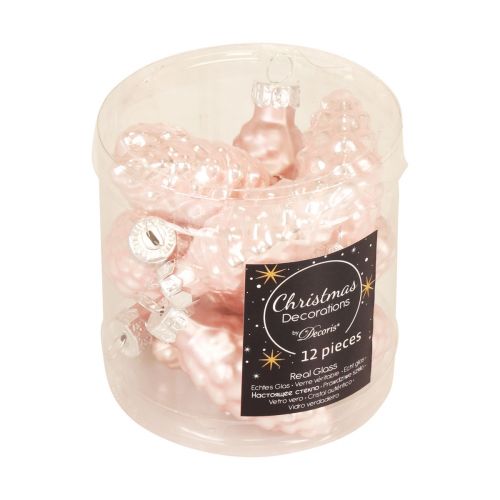 Floristik24 Cone de vidro de Natal Cone de vidro rosa Natal 6,5cm 10p
