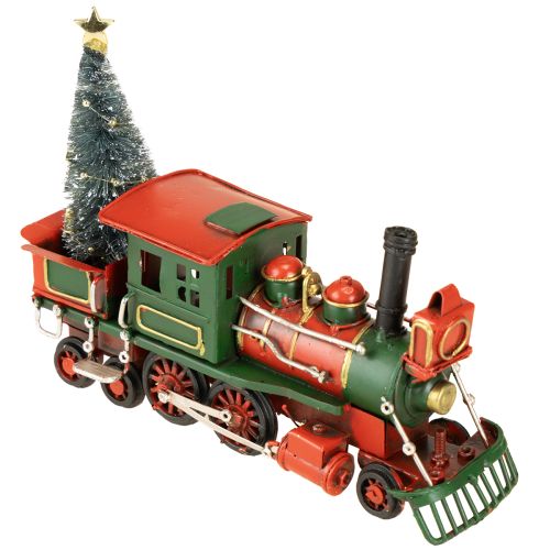 Floristik24 Trem de Natal vermelho metal decorativo locomotiva com árvore de Natal 20cm