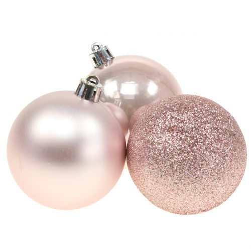 Floristik24 Bola de natal plástico rosa mix Ø6cm 10p