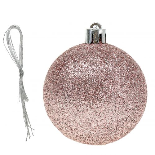 Floristik24 Bola de natal plástico rosa mix Ø6cm 10p