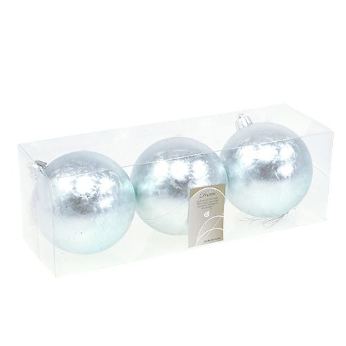 Floristik24 Bola de Natal de plástico Ø8cm azul gelo 3 unidades