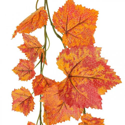 Floristik24 Folhas de videira guirlanda folhas guirlanda laranja vermelho outono L210cm