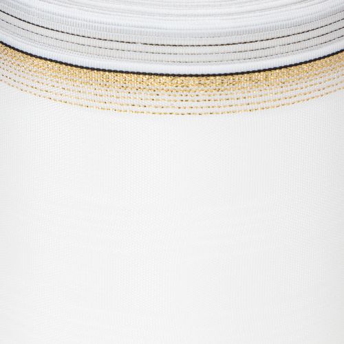 Itens Fita decorativa branca em moiré com borda de pérolas e acabamento em tafetá, fita para coroa de flores, fita de luto, largura 100 mm, comprimento 25 m
