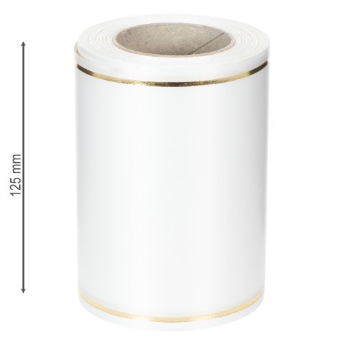 Itens Fita de cetim branca com borda dourada para impressão digital, fita de cetim à prova d'água, 25 m x 125 mm