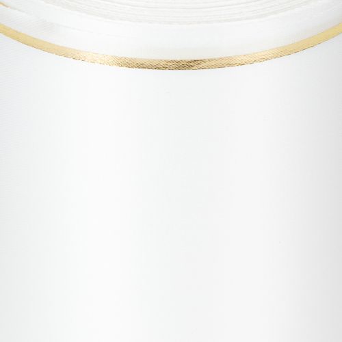 Itens Fita de cetim branca com borda dourada para impressão digital, fita de cetim à prova d'água, 25 m x 125 mm