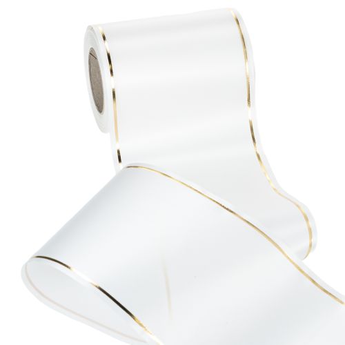 Itens Fita de cetim branca com borda dourada para impressão digital, fita de cetim à prova d'água, 25 m x 125 mm