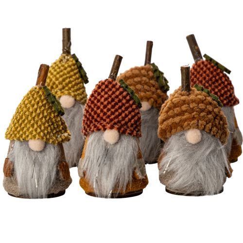 Conjunto de 6 figuras de gnomos com gorro de tricô e bolota, 10 cm. comprar | Floristik24.pt