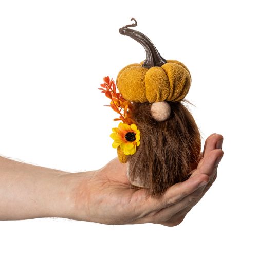 Conjunto de 2 estatuetas de outono: abóbora, gnomo, girassol e barba, 16 cm. | Floristik24.pt