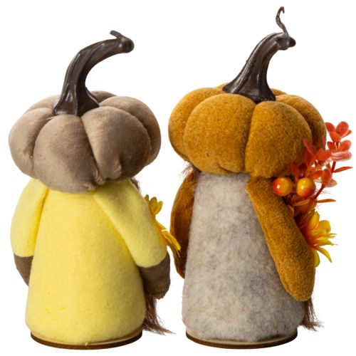 Conjunto de 2 estatuetas de outono: abóbora, gnomo, girassol e barba, 16 cm. | Floristik24.pt
