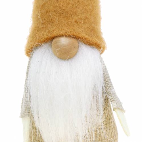 Floristik24 Gnomo com barba castanha, branca, natural 16cm 2pçs