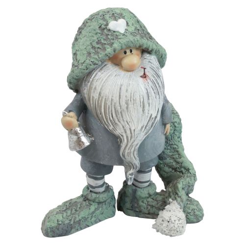 Floristik24 Gnomo Figura decorativa de gnomo de Natal cinza verde 10,5×7×14cm