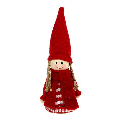 Floristik24 Gnome girl 12cm vermelho, branco 6pcs