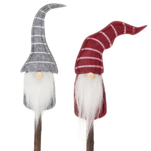 Gnomo decorativo com chapéu listrado em bastão de madeira, 46 cm, conjunto de 6 peças comprar | Floristik24.pt