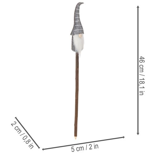 Gnomo decorativo com chapéu listrado em bastão de madeira, 46 cm, conjunto de 6 peças | Floristik24.pt