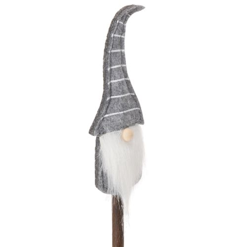 Gnomo decorativo com chapéu listrado em bastão de madeira, 46 cm, conjunto de 6 peças | Floristik24.pt