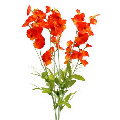 Floristik24 Flor artificial de ervilha doce laranja, vermelha 75 cm 3 unidades