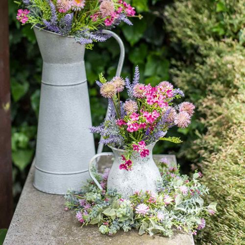 Floristik24 Coroa de prado flocada com trevo rosa, verde Ø30cm