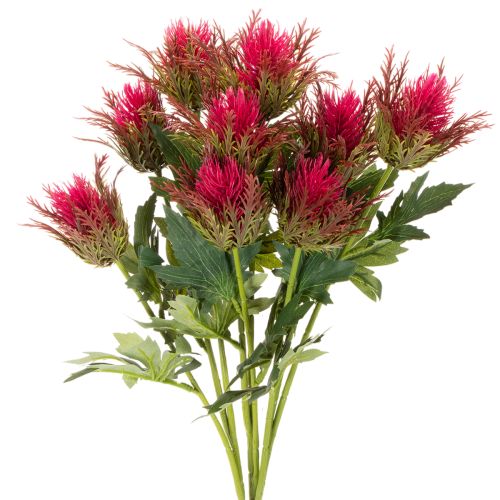 Ramo artificial de cardo vermelho para decoração, 67 cm, 3 peças
